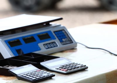 Electronic scale and two calculators